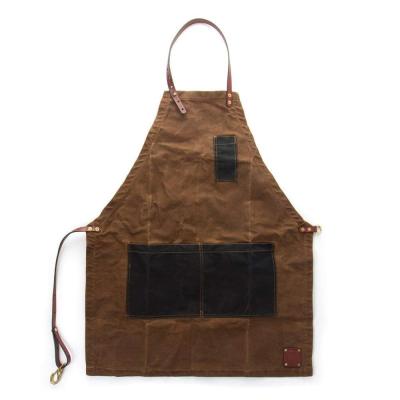 China Waterproof Gentleman Waxed Canvas Apron & Woodworking Leather Apron for sale