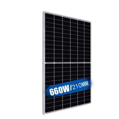 China Luxury Monocrystalline solar panel  210mm single glass 660W  132half cells  Photovoltaic Modules Single Glass for sale