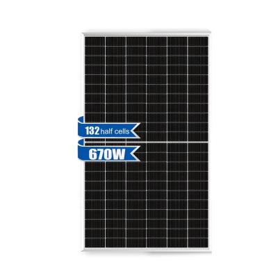 China Luxury 670W Solar Panels roof tiles single glass solar panels 210mm 66cells 132half cells With Industrial Price for sale