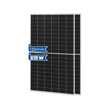 China Luxury Single Glass Solar Panels  210mm single glass 610W  60cells 120half cells high efficiency for sale