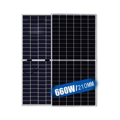 China Luxury 600W 605W High efficiency bifacial double glass  solar panels 210mm  660W  66cells 132half cells for sale