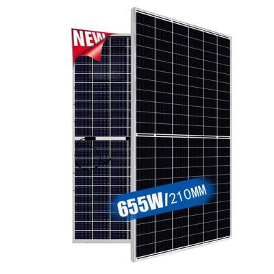 China Luxury Half Cell Solar Panel Double  glass solar panels 210mm  655W 66cells 132 Half Cut Cell Panel price for sale