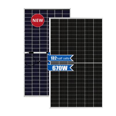 China Luxury Solar Bifacial Energy Panel 210mm  670W  66cells 132half cells With Lithium Battery For Storage System for sale