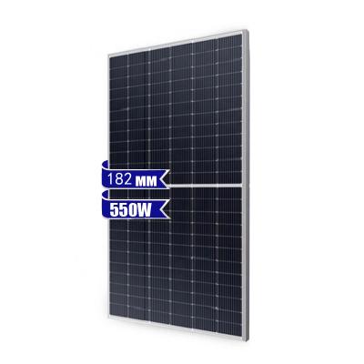 China Luxury 550watt Bifacial Solar Panel Double Glass High Efficiency 182mm 500w 545w 550w 144 half cells double glass for sale