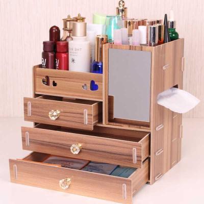 China 2021 new fashion multi-function desktop, expand and thicken, wooden type oversized drawer cosmetic storage box for sale