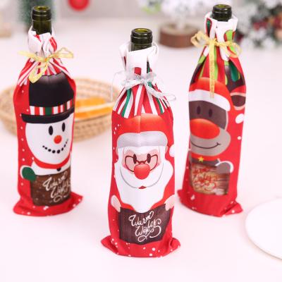 China Home Gift Party Christmas Red Wine Bottle Covers Bag Santa Snowman Wine Bottle Covers for sale