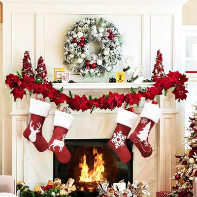 China 2021 Christmas gift decoration cute elks red Christmas socks gift box ornaments bags popular supplies felt Christmas stocking diy wholesale for sale