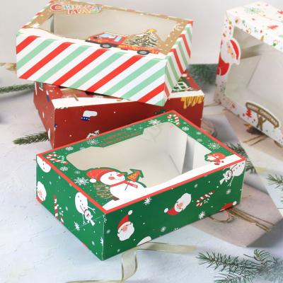 China Fanxing-C 4pcs Colorful Models Christmas Bakery Recyclable Cookie Gift Box With Window Pastry Cupcakes Brownie Donuts Boxes for sale