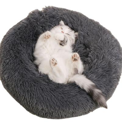 China Travel Fanxing-C Macaron Cat Bed Pet Products Faux Donut Plush Dog Pet Beds For Small Medium Comfortable Round for sale