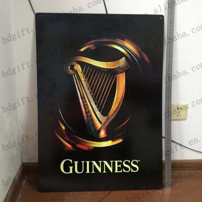 China Europe 60*90CM Large Wall Tin Sign Metal Plaque with Luminous Beer Brand Letter and Bent Edge à venda