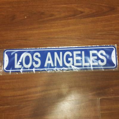 China Africa LOS ANGELES Embossed Metal Tin Wall Sign Plate Custom Nameplate for sale