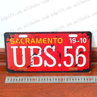 China Europe Wall Decoration Metal Tin License Plate Sign for sale