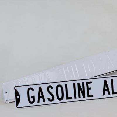 China Africa GASONLINE AISLE 91*16CM Longer Embossed Metal Tin Road Street Wall Sign Ourdoor for sale