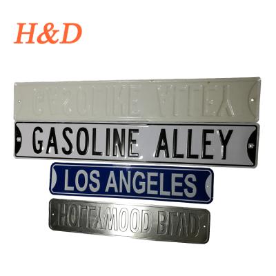 China Aluminum Tin Plate Embossed Wall Sign by Street Metal Aluminum Fabrication for sale