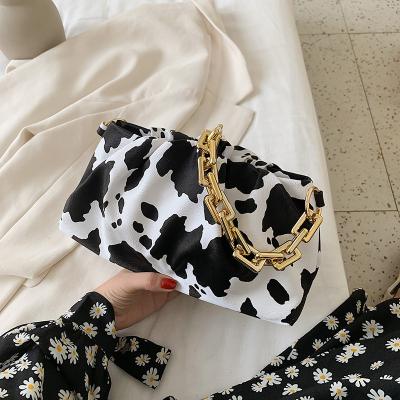 China Black And White Animal Print Cow Print Shoulder Handbag Women Ladies Daily Fashion Bag for sale