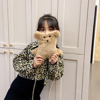 China Fashion Little Princess Cute Female Student Messenger Bag Cartoon Children Clips Winter Bear Plush Bag for sale