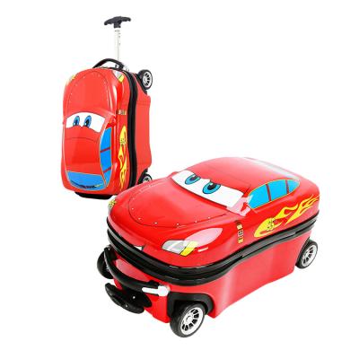 China Hot Selling Cartoon Car 3d Cartoon Cute Travel Airport Small Kids Trolley Hard Luggage Suitcase for sale