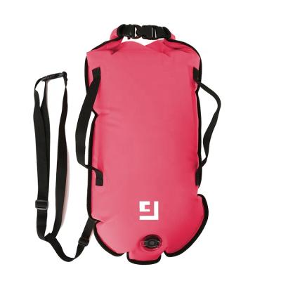 China Travel Swimming Rafting Camping Hiking Kayakin Custom Inflatable PVC Open Water Safe Swimming Buoy Floating Dry Bag Backpack for sale