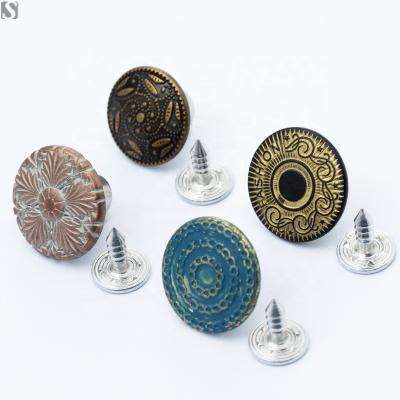 China Vintage Nickel Free Custom Denim SANKO Brass Jeans Buttons For Clothes Te koop