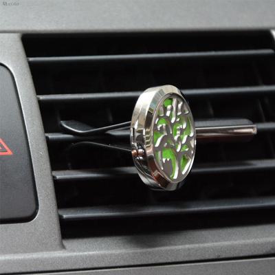 China Nickel Free Pendant Air Freshener Stainless Steel Aromatherapy Essential Oil Car Diffuser With Vent Clip for sale