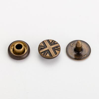 China Custom Decorative Dry Cleaning Vintage Metal 7mm Embossed Jeans Button Rivets For Jeans for sale