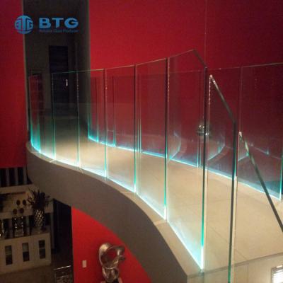 China School 12mm Led Laminated Tempered Glass Stair Railing Cut To Size for sale