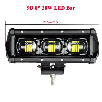 China LG 12V 24V 8inch 9D 30W Motorcycle Off Road 4X4 Car Driving 6D LED Light Bar 8