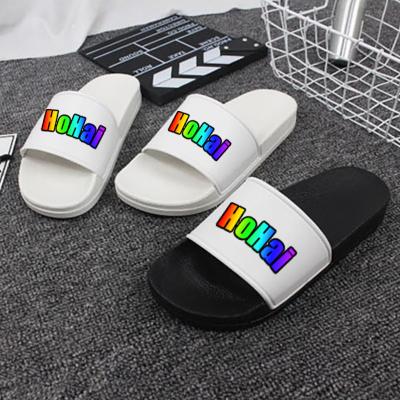 China Fashion Trend 2021 Black Slides Rhinestone Sandals Custom Made PVC Slippers Men Summer Slippers For Women for sale