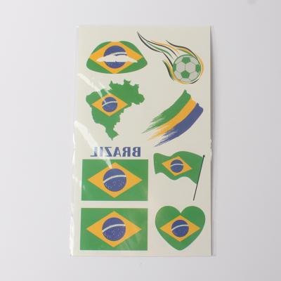 China Temporary Tattoo Sticker Water Transfer Brazil Flag Body Tattoo Nation Flag Face Tattoo Sticker for sale