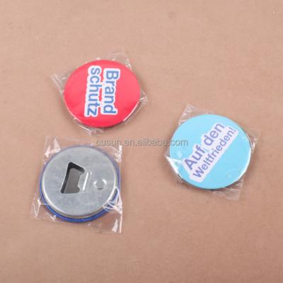 China Viable Promotional Gift Souvenir Round Button Badge Bottle Opener Magnet Bottle Opener for sale