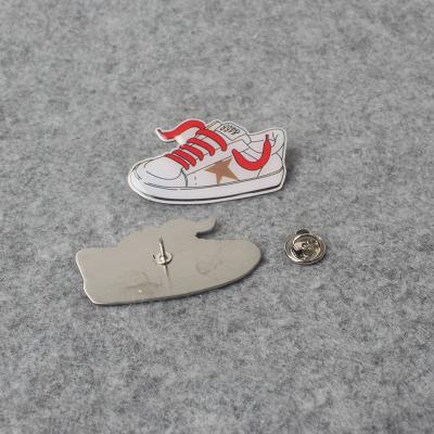 China Competitive Price Magnetic Custom Shoe Shape Metal Pin Badge For Apparel for sale