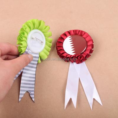 China Magnetic Hot Sale Cheap Custom Ribbon Rosette Badge for sale