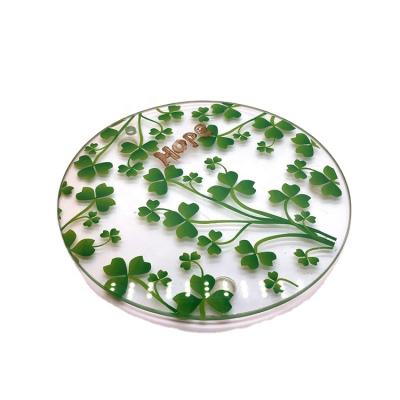 China Sustainable Toughened Square Stained Vintage Glass Coaster With Customized Logo for sale