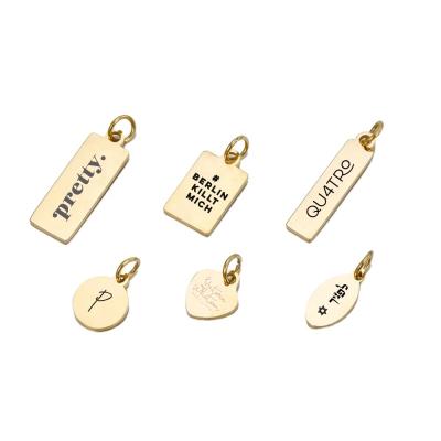 China Fashion Jewelry Environmental Friendly Corrosion Engraving Necklace Tag Stainless Steel Jewelry Women Gold Plated Necklace Accessories for sale