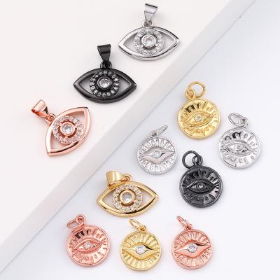 China TRENDY Gold Plated Jewelry Mixed Style Evil Zircon Black White Eye Charms Pendants Necklace Pendants For Jewelry Making for sale