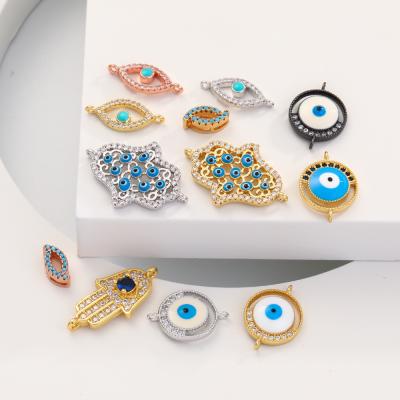 China Hiphop Yiwu 18k Gold Necklace Pendant Evil Eye Pendant Hamsa Hand Diy Blue Eye Pendant for sale