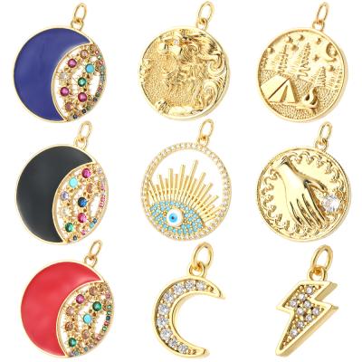 China FASHIONABLE Yiwu Gold Filled Jewelry Moon Star Lightning Round Charm Designer Inspired Charms for sale