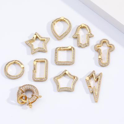 China Hiphop Gold Necklace 14k Gold Enamel Geometry Dangle Star Charms Pendants For Necklace Making for sale