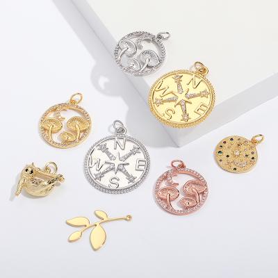 China FASHIONABLE Wholesale Price Hip Hop Charms Compass Round Charm Pendant Charms Jewelry Making for sale