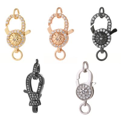 China Cute DIY Jewelry Accessories 18k Gold Plated Ice Zirconia Lobster Clasp Pendant Charms Jewelry Making for sale