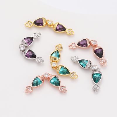 China Good quality TRENDY 2021 summer trendy colorful zircon jewelry charms for jewelry making wholesale hamsa crystal brass pendant for sale