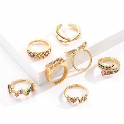 China FASHIONABLE Afghan Colorful Snake Diamond Zircon Jewelry Square Love Wings Crown Finger Rings For Girls for sale