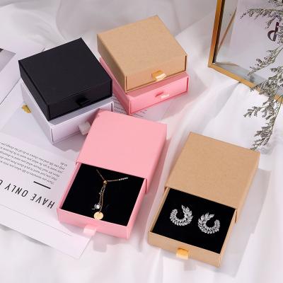 China Wholesale Environmental Friendly Boxes Bracelet Necklace Gift Box Customized Logo Brand Kraft Slide Box For Jewelry Making for sale