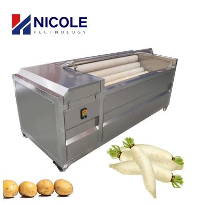 China Brush Roller Bubble Potato Cleaning Machine Energy Saving For Washing Vegetables for sale