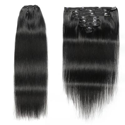 China Water Wave Clip In Hair Extensions Brazilian Hair Clip In Extension Natural Color Silky Straight Hair Weft for sale