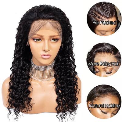 China Long Full HD 360 Lace Front Wig Deep Wave Baby Hair Pre-prucked 100% Virgin Hair Wig for sale