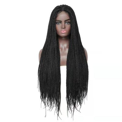 China New Long Braid Wig Hair Wig For African Color Women Synthetic Hair Headband Lace Up Glueless Braid Hair Wigs for sale