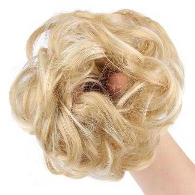 China Wisdom Curly Bun Synthetic Hair Bun Curly Bun Scrunchies Bun Tail Updo Messy Hair Gather Elastic Band Wigs For Women for sale