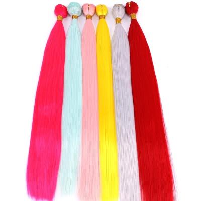 China Water Wave Wisdom 22inch 100g/pcs Color Straight Hair Red Green Yellow Pink Weave High Temperature Synthetic Hair Bundles For Women for sale