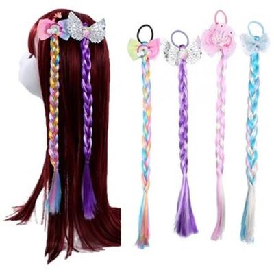 China Wisdom of Cosplay 2022 Fashion New Girls Cartoon Butterfly Bow Braid Hairband Kids Rubber Hair Accessories Cute Colorful Ponytail Holder for sale